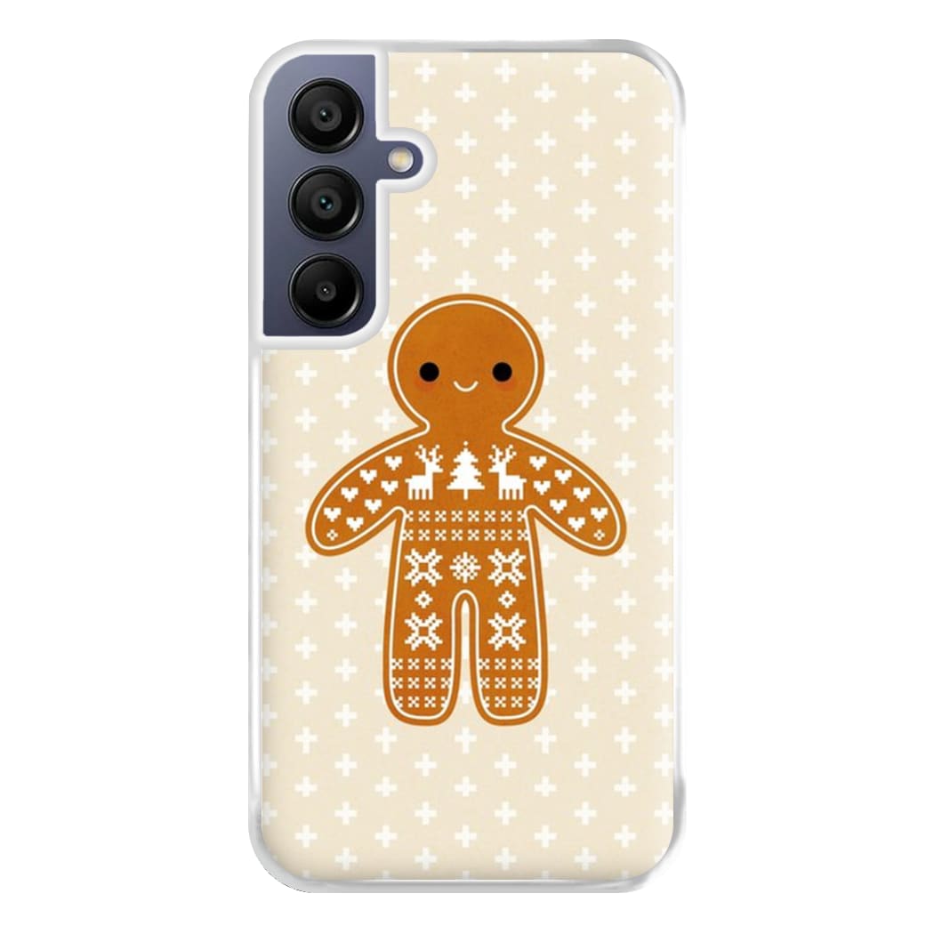 Christmas Jumper Pattern Gingerbread Man Phone Case for Galaxy A16