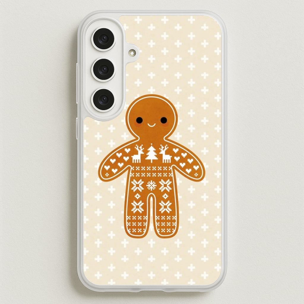 Christmas Jumper Pattern Gingerbread Man Phone Case for Galaxy S25FE