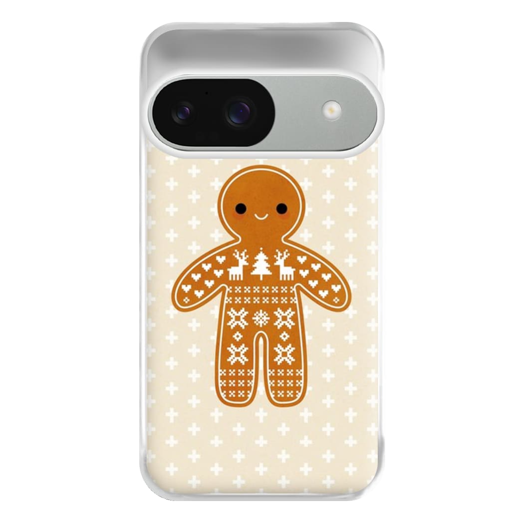 Christmas Jumper Pattern Gingerbread Man Phone Case for Google Pixel 9 / 9 Pro