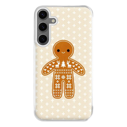 Christmas Jumper Pattern Gingerbread Man Phone Case for Galaxy S24FE