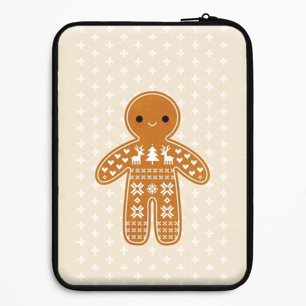 Christmas Jumper Pattern Gingerbread Man Laptop Sleeve