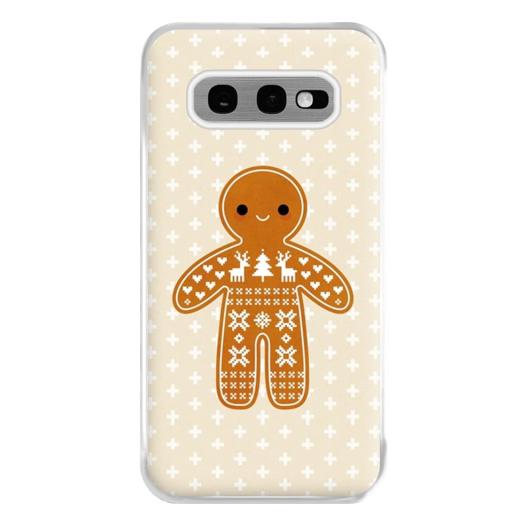 Christmas Jumper Pattern Gingerbread Man Phone Case for Galaxy S10e