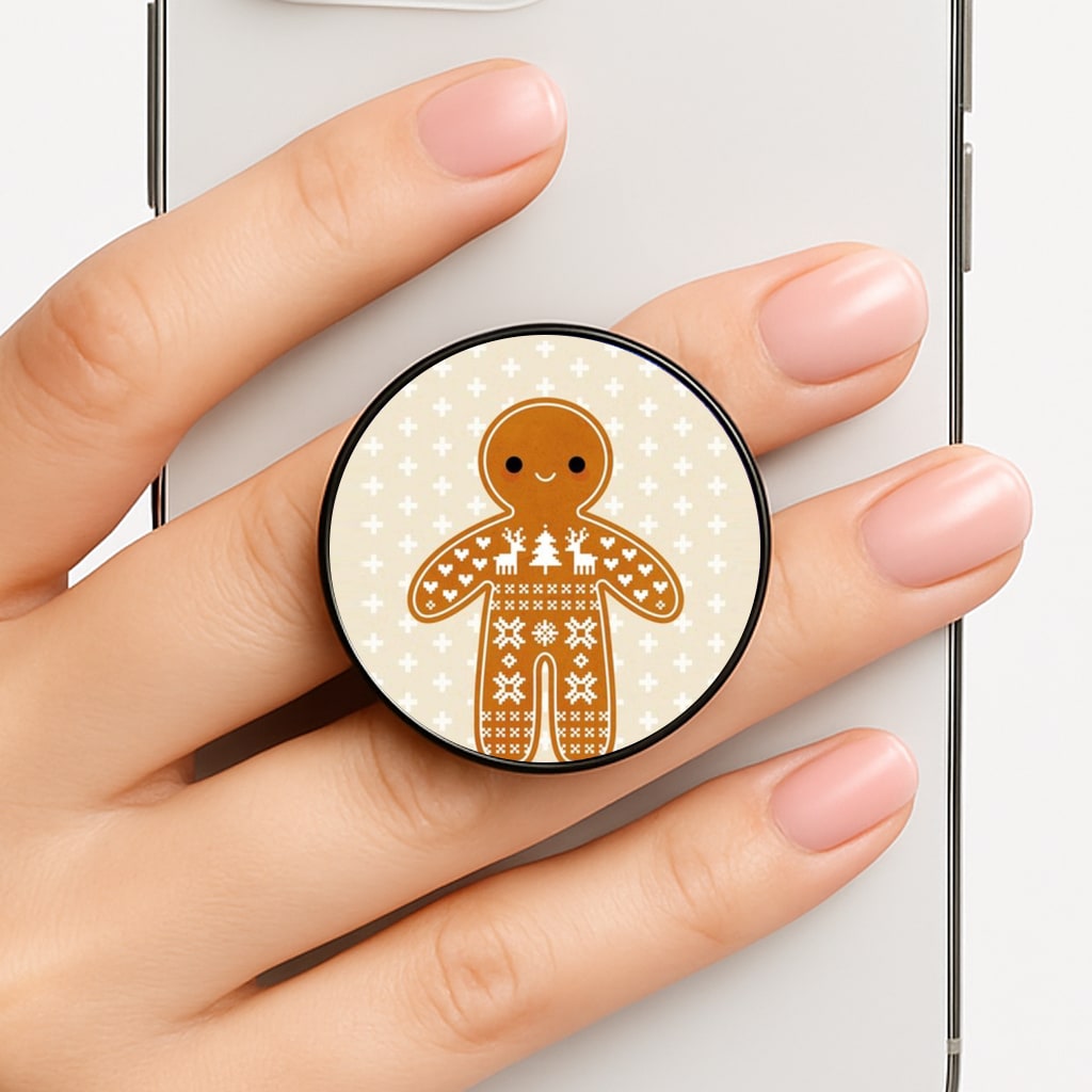 Christmas Jumper Pattern Gingerbread Man FunGrip