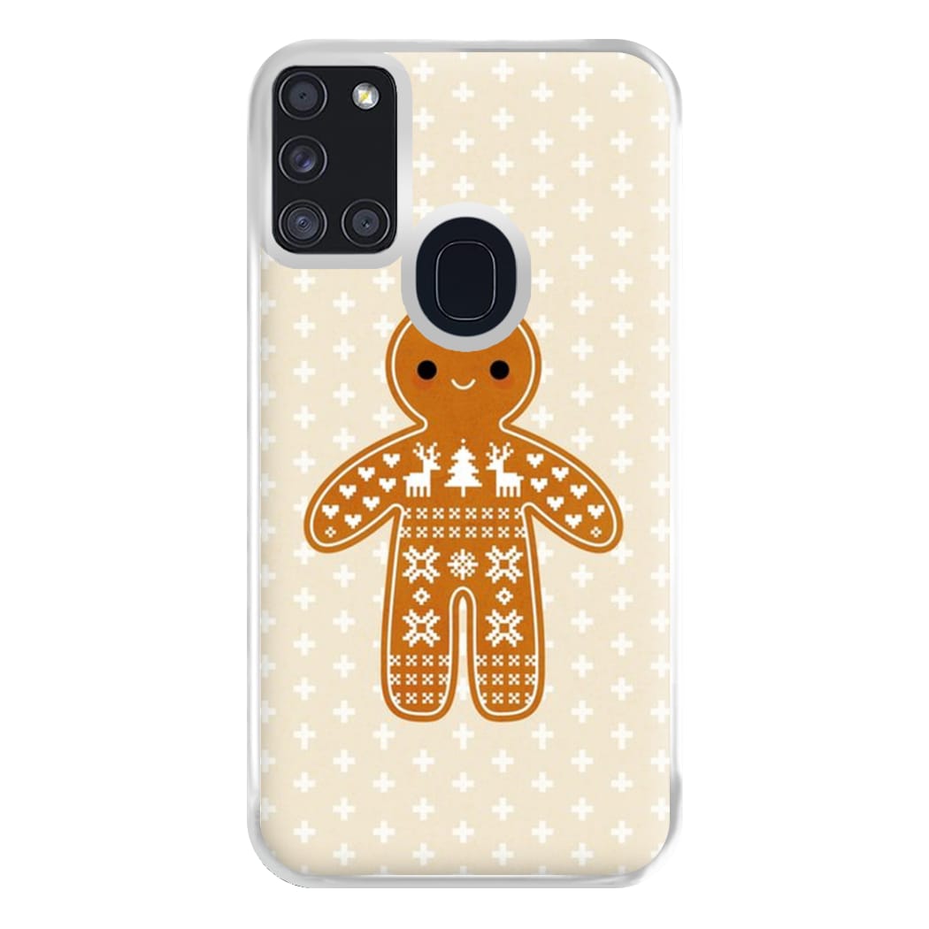 Christmas Jumper Pattern Gingerbread Man Phone Case for Galaxy A21s