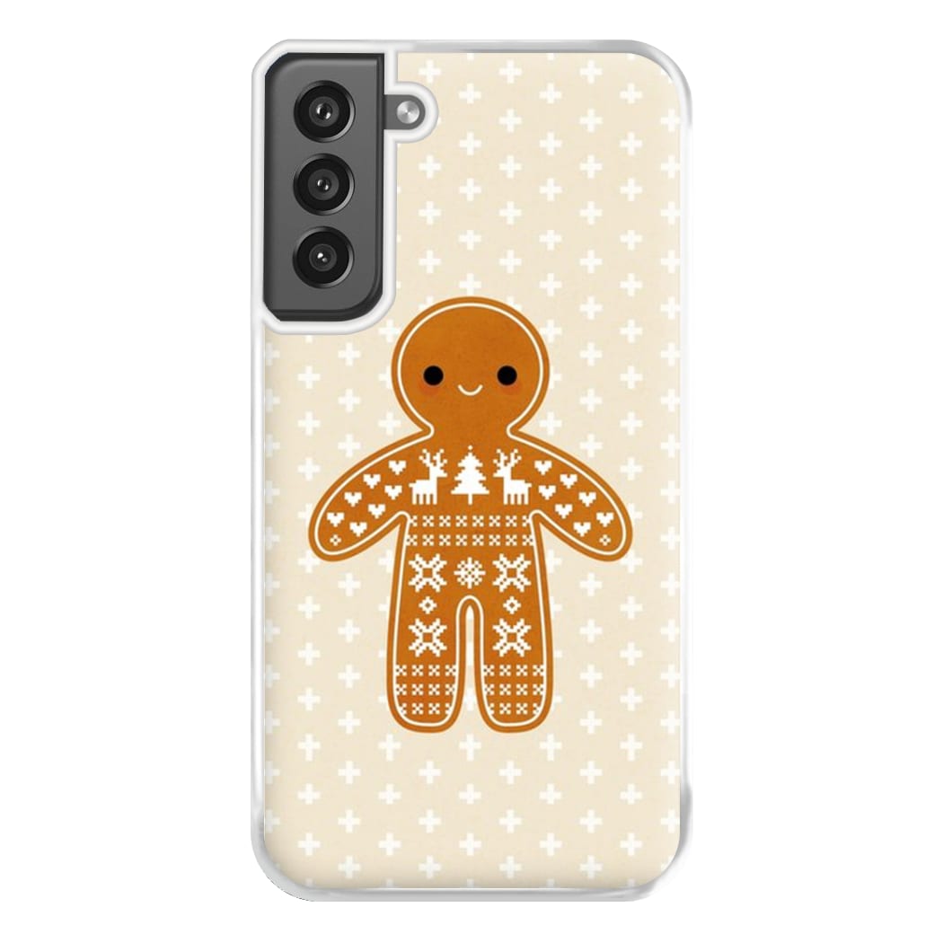 Christmas Jumper Pattern Gingerbread Man Phone Case for Galaxy S21FE