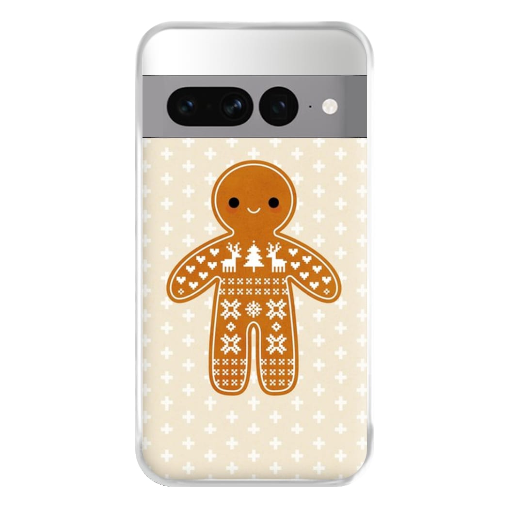 Christmas Jumper Pattern Gingerbread Man Phone Case for Google Pixel 7 Pro