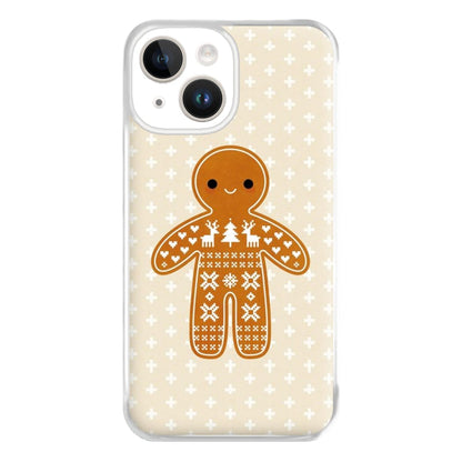 Christmas Jumper Pattern Gingerbread Man Phone Case for iPhone 14