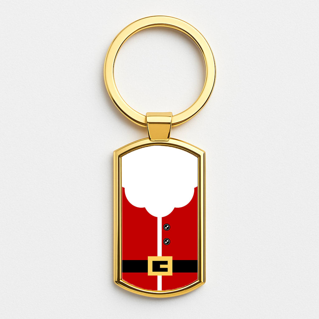 Santa Clause Outfit Gold Keyring