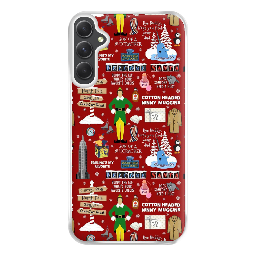 Red Elf Pattern Phone Case for Galaxy A14