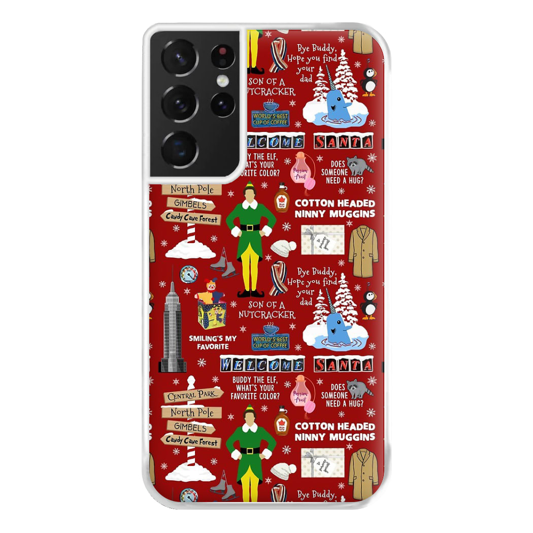 Red Elf Pattern Phone Case for Galaxy S21 Ultra