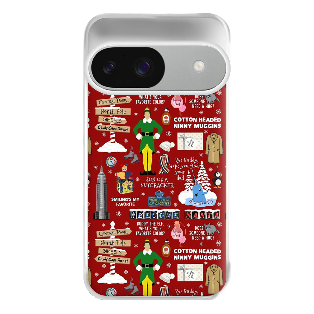 Red Elf Pattern Phone Case for Google Pixel 9 / 9 Pro