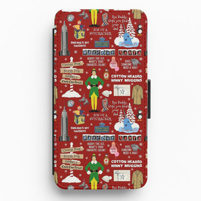 Red Elf Pattern Flip Wallet Phone Case