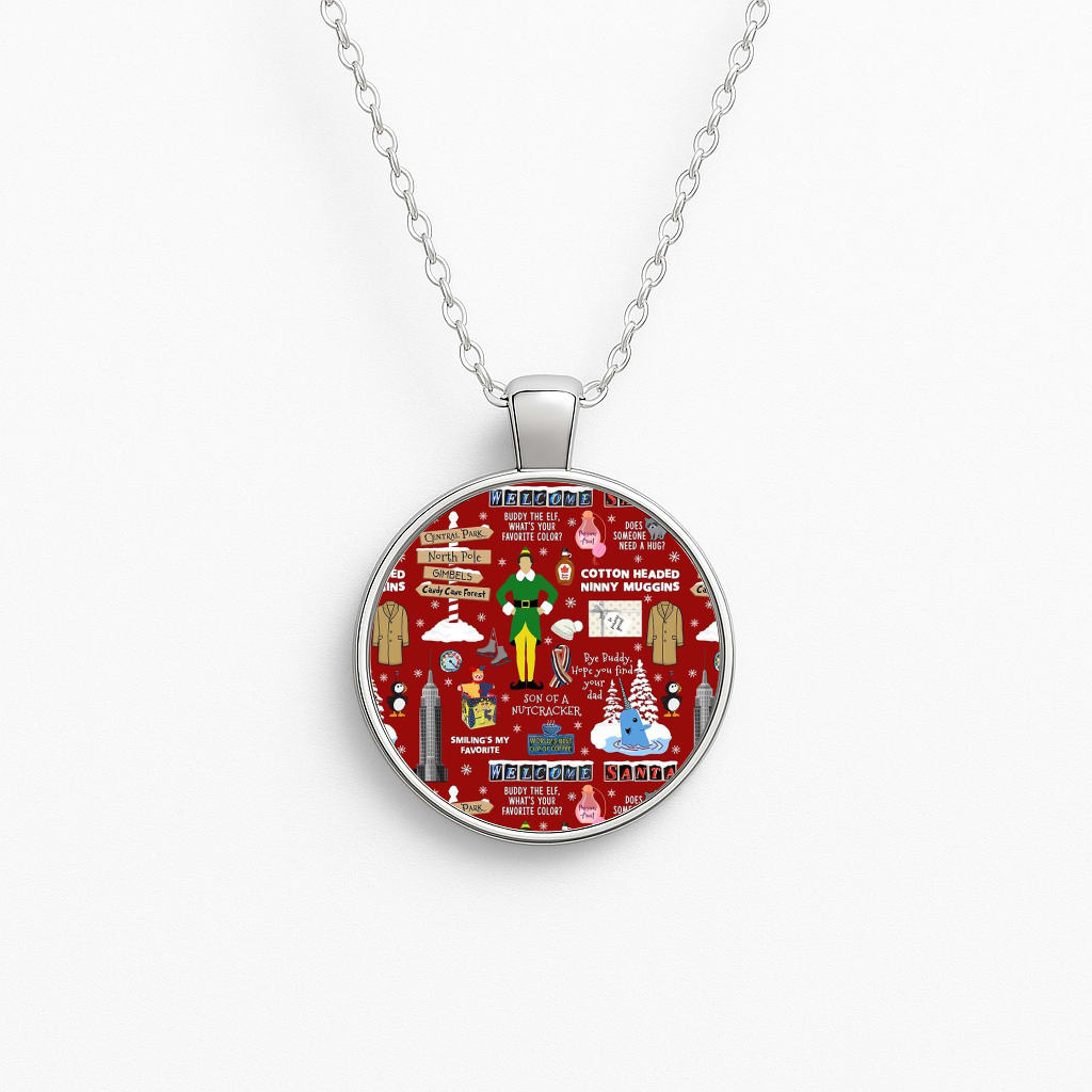 Red Elf Pattern Circle Necklace