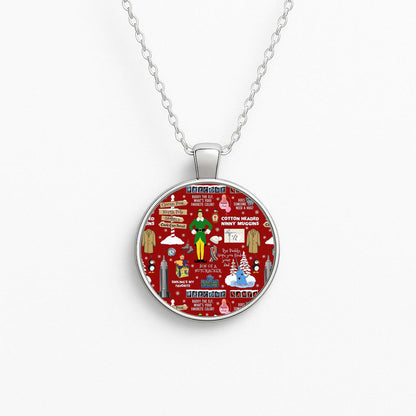 Red Elf Pattern Circle Necklace