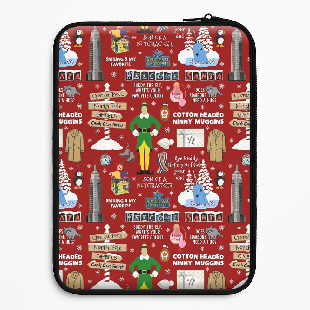 Red Elf Pattern Laptop Sleeve