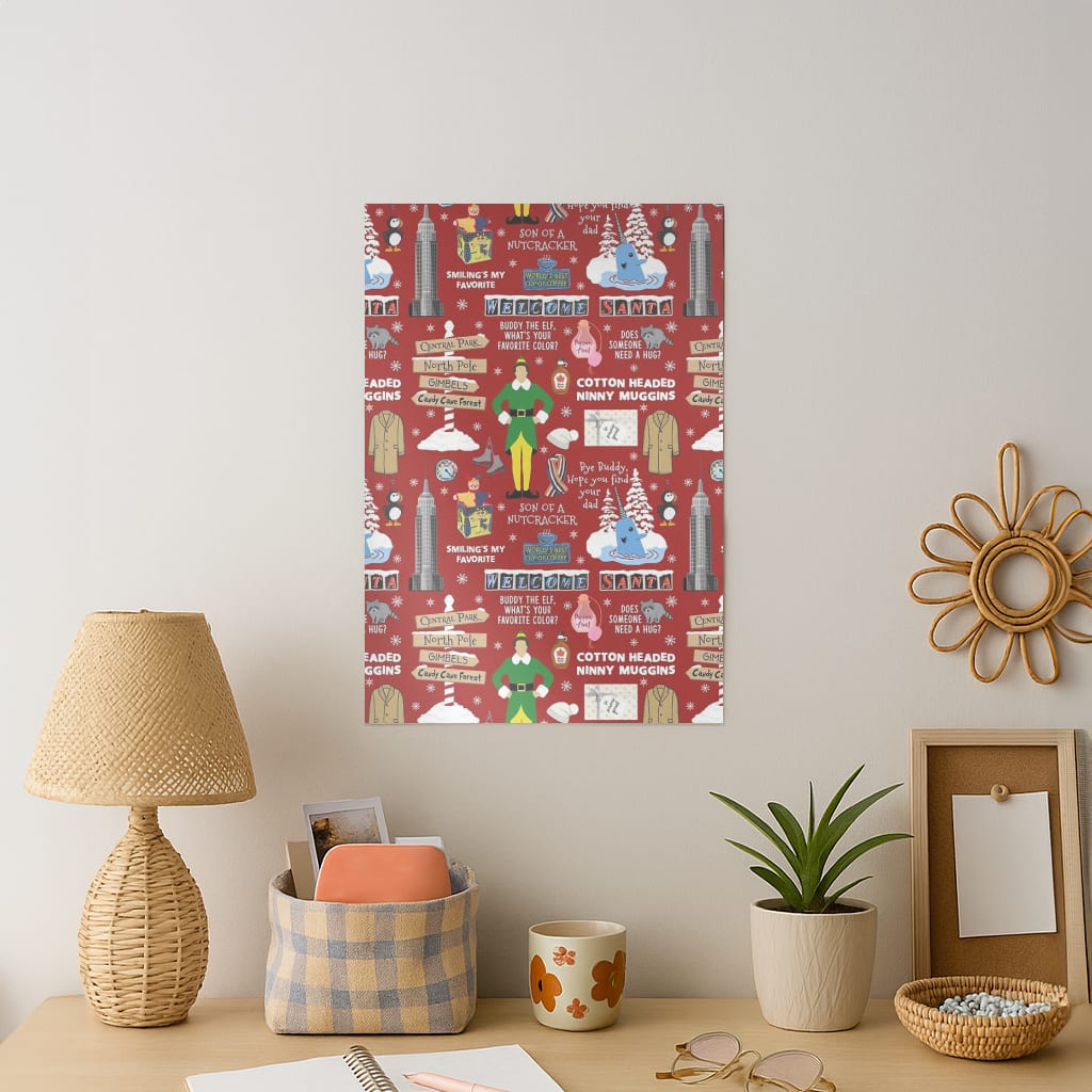 Red Elf Pattern Art Print