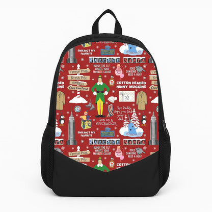 Red Elf Pattern Large Backpack