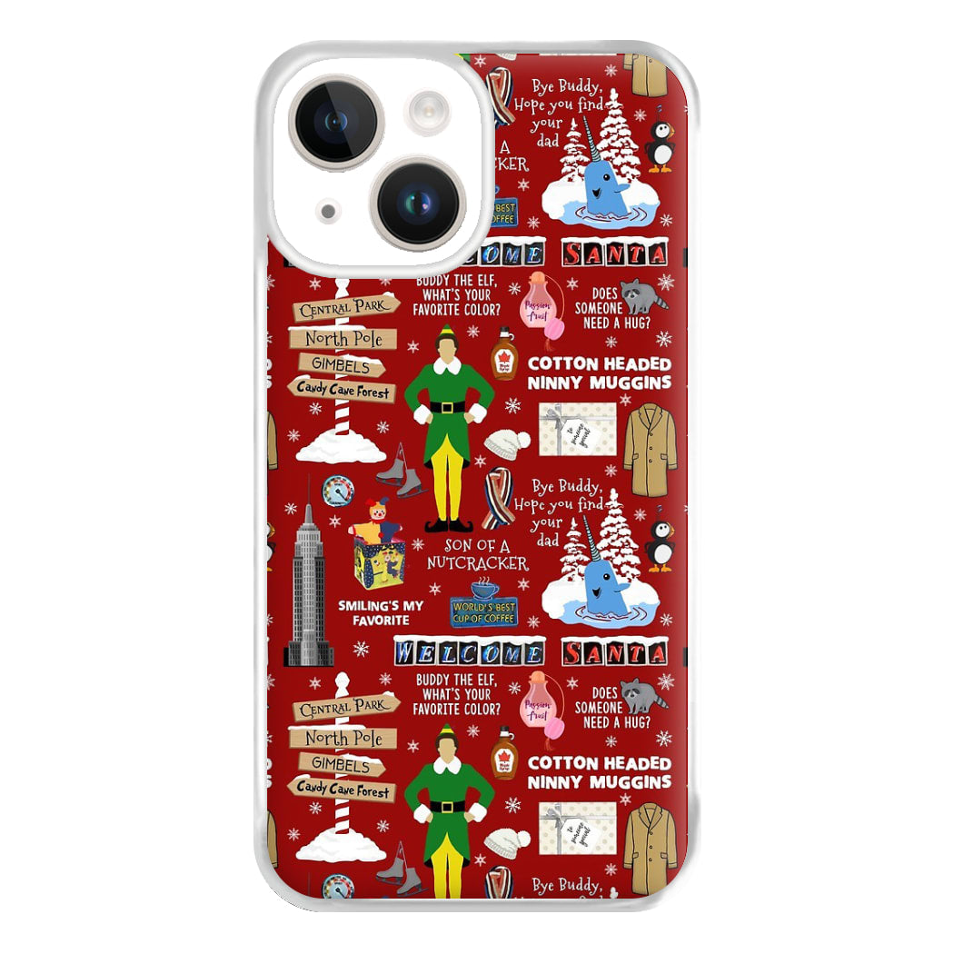 Red Elf Pattern Phone Case for iPhone 14