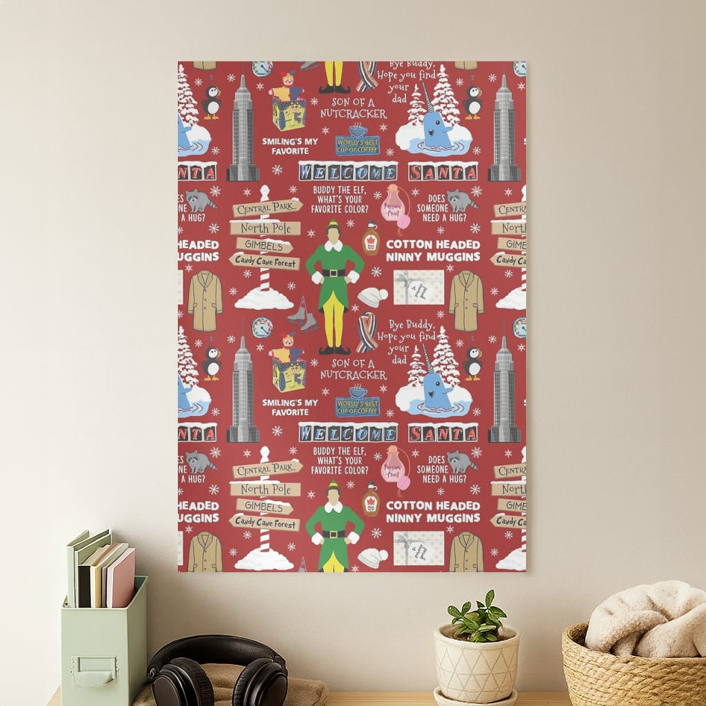 Red Elf Pattern Poster
