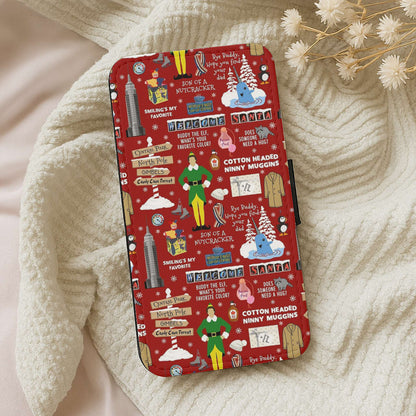 Red Elf Pattern Flip Wallet Phone Case