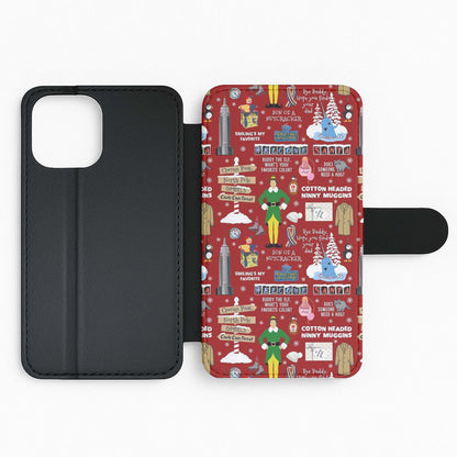 Red Elf Pattern Flip Wallet Phone Case