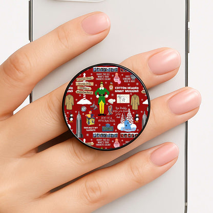 Red Elf Pattern Phone Grip
