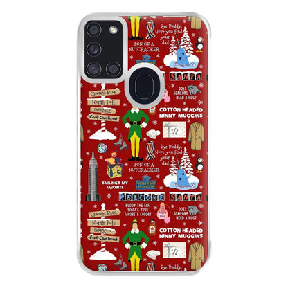 Red Elf Pattern Phone Case for Galaxy A21s