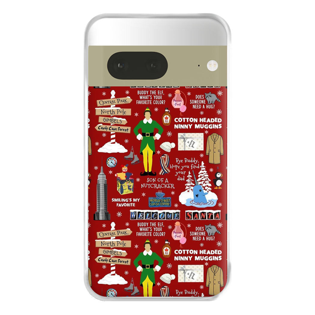 Red Elf Pattern Phone Case for Google Pixel 7a