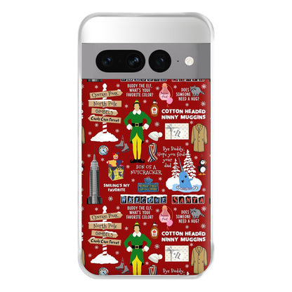 Red Elf Pattern Phone Case for Google Pixel 7 Pro