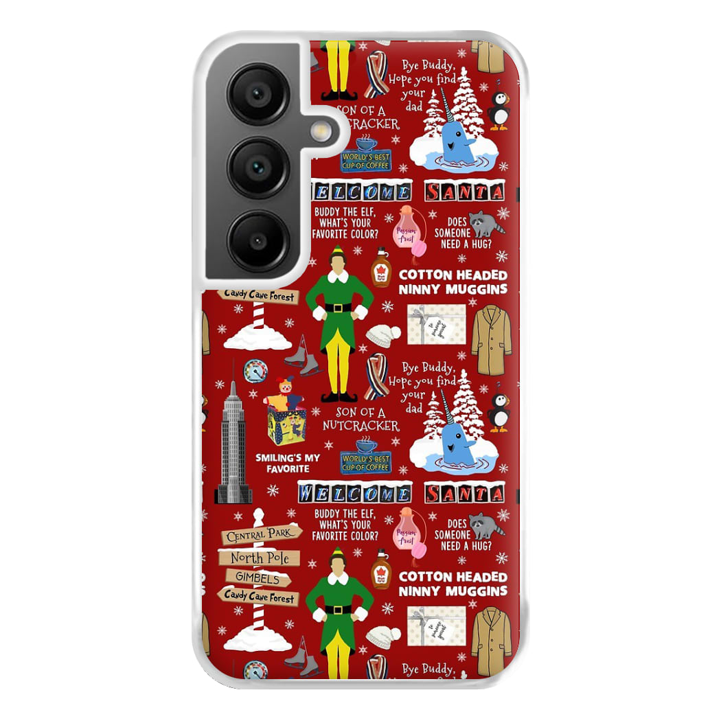 Red Elf Pattern Phone Case for Galaxy A55