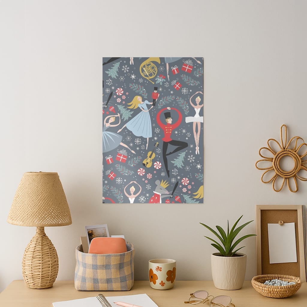 Nutcracker Ballet Pattern - Christmas Art Print