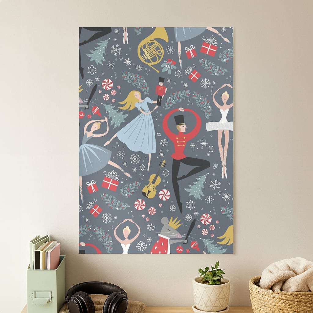 Nutcracker Ballet Pattern - Christmas Poster