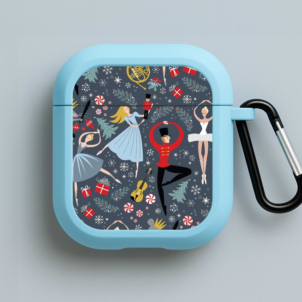 Nutcracker Ballet Pattern - Christmas Blue AirPods Case
