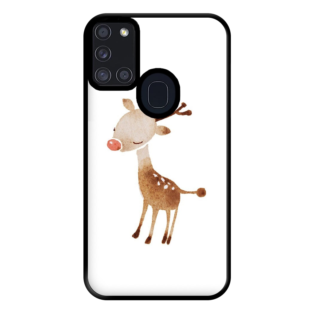 Watercolour Rudolph The Reindeer Phone Case for Galaxy A21s