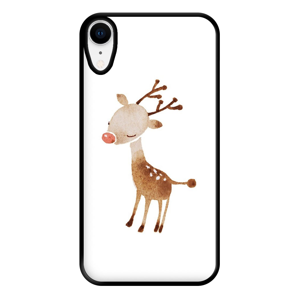 Watercolour Rudolph The Reindeer Phone Case for iPhone XR