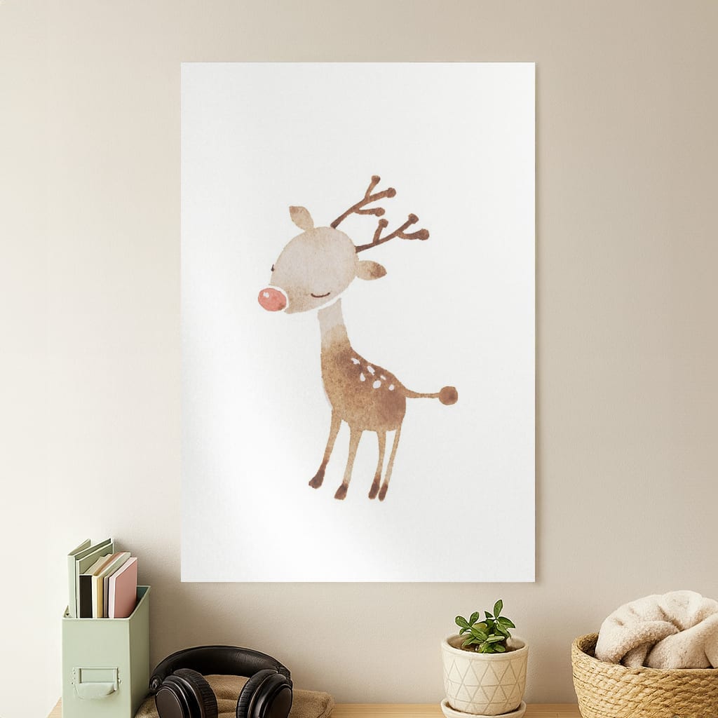 Watercolour Rudolph The Reindeer Poster