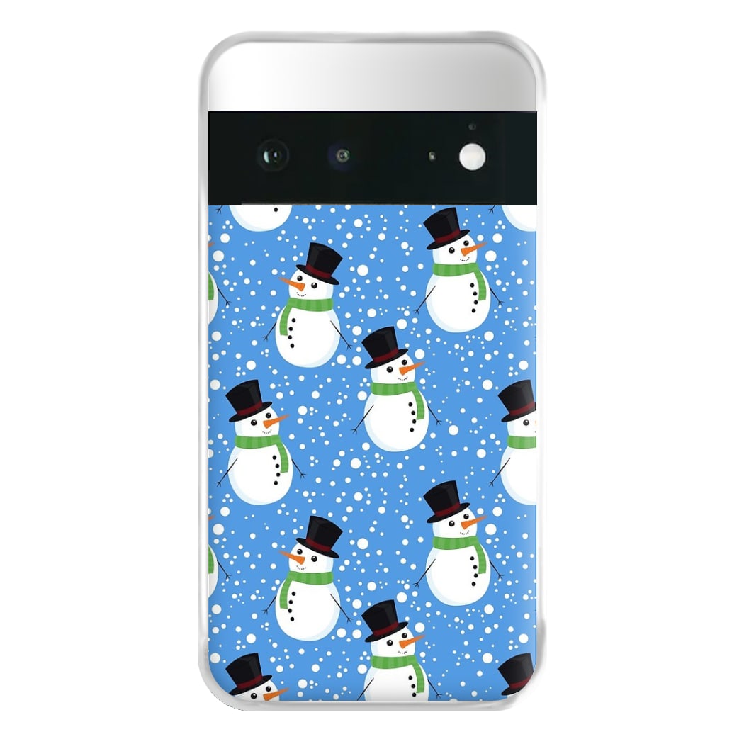 Blue Snowman Pattern Phone Case for Google Pixel 6a