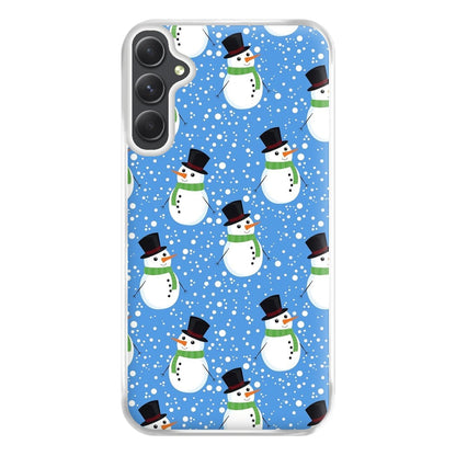 Blue Snowman Pattern Phone Case for Galaxy A34