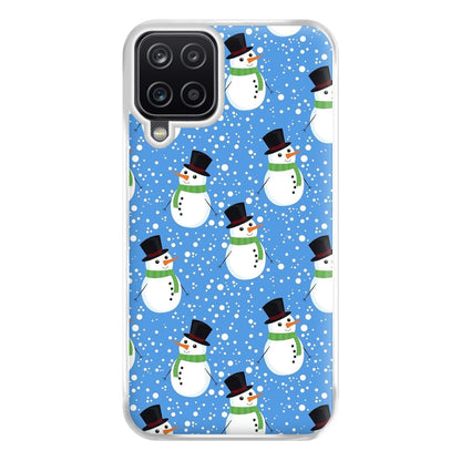 Blue Snowman Pattern Phone Case for Galaxy A12