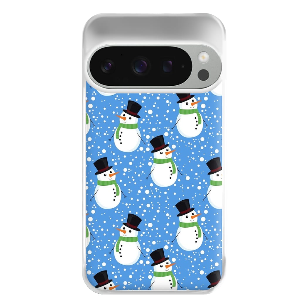 Blue Snowman Pattern Phone Case for Google Pixel 9 Pro XL