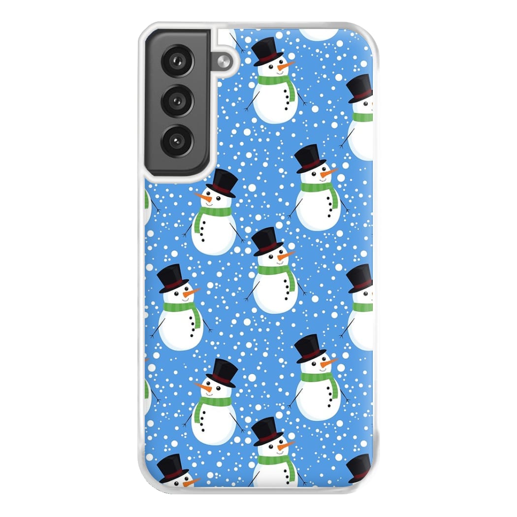 Blue Snowman Pattern Phone Case for Galaxy S21FE