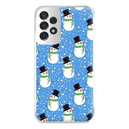 Blue Snowman Pattern Phone Case for Galaxy A53