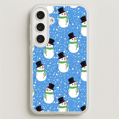 Blue Snowman Pattern Phone Case for Galaxy S25FE