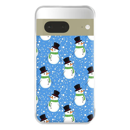 Blue Snowman Pattern Phone Case for Google Pixel 7a