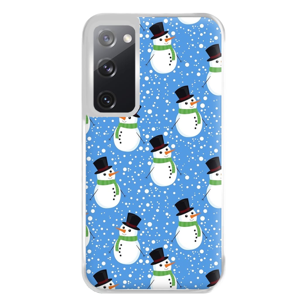 Blue Snowman Pattern Phone Case for Galaxy S20FE