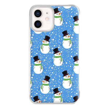 Blue Snowman Pattern Phone Case for iPhone 12 Mini