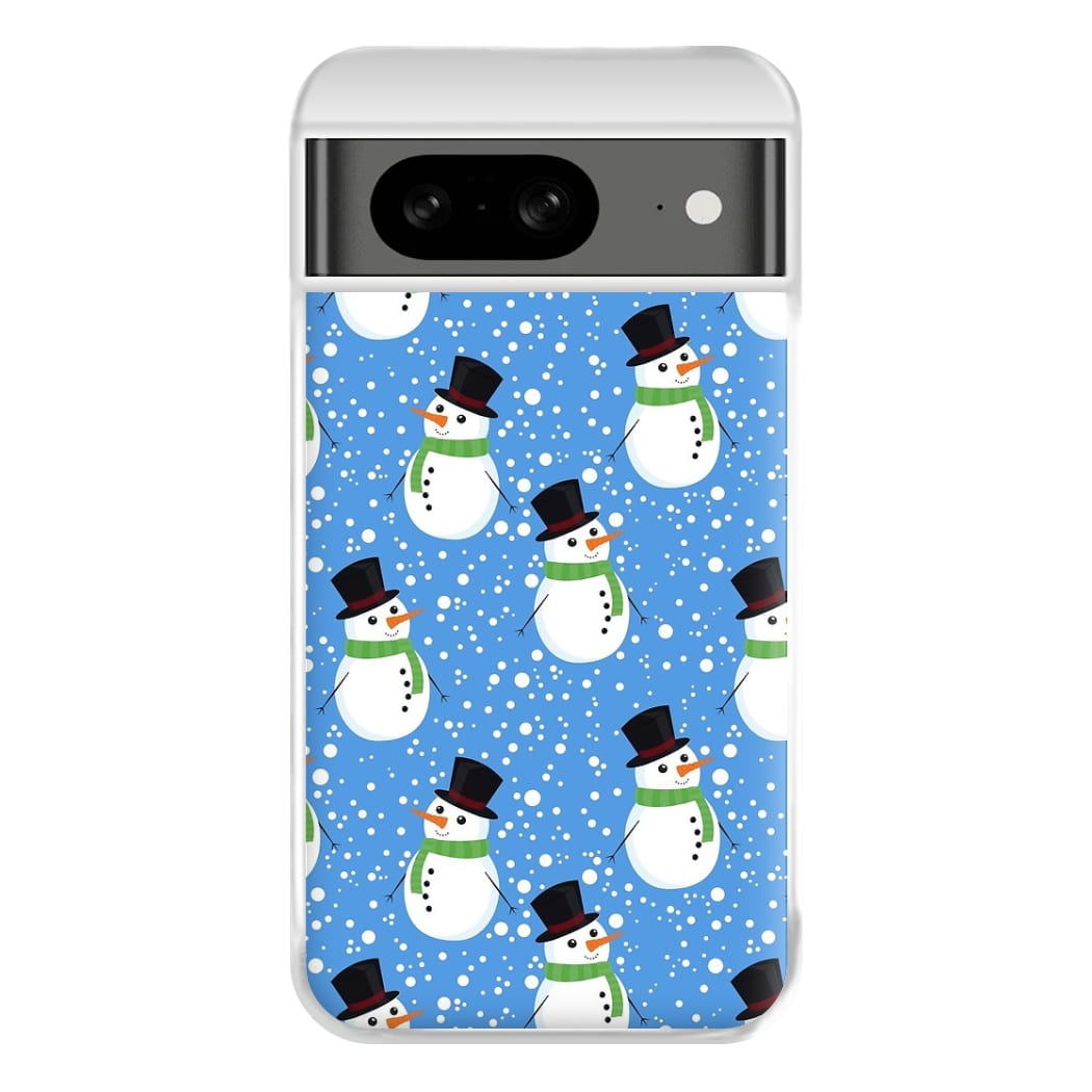 Blue Snowman Pattern Phone Case for Google Pixel 8