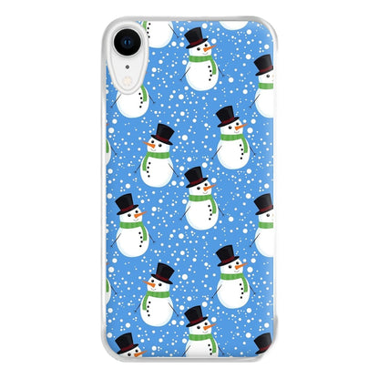 Blue Snowman Pattern Phone Case for iPhone XR