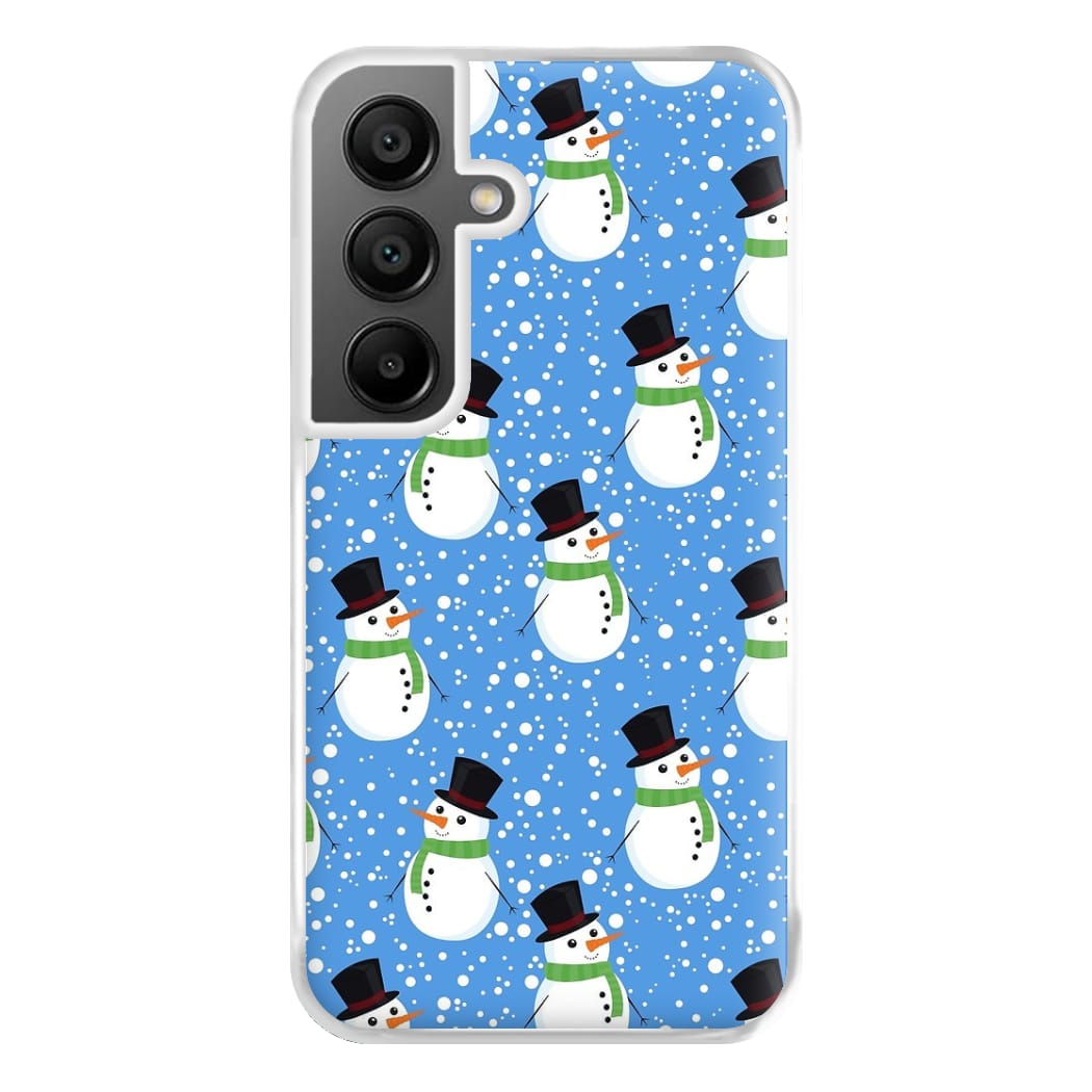 Blue Snowman Pattern Phone Case for Galaxy A55