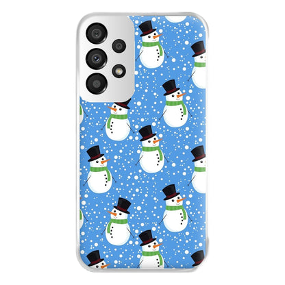 Blue Snowman Pattern Phone Case for Galaxy A33